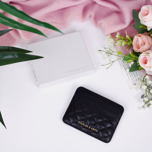 Cleo Quilted Card Holder - Black