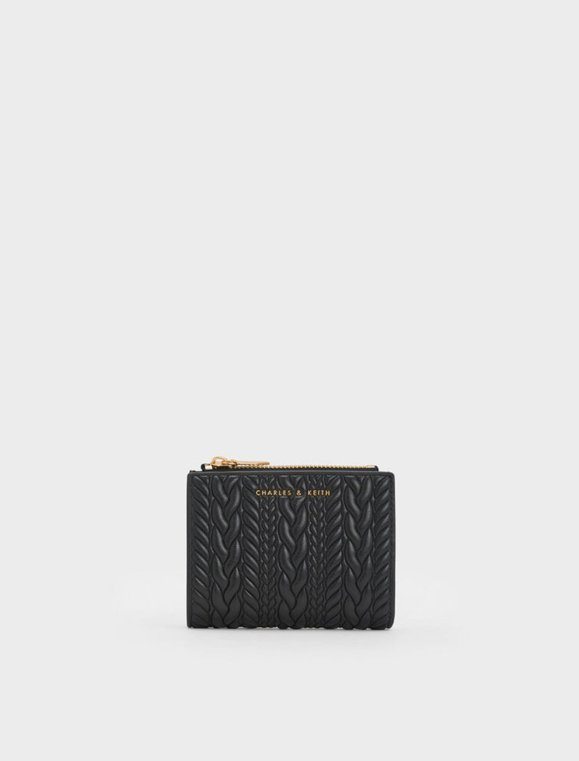 Apolline Textured Top-Zip Wallet - Black