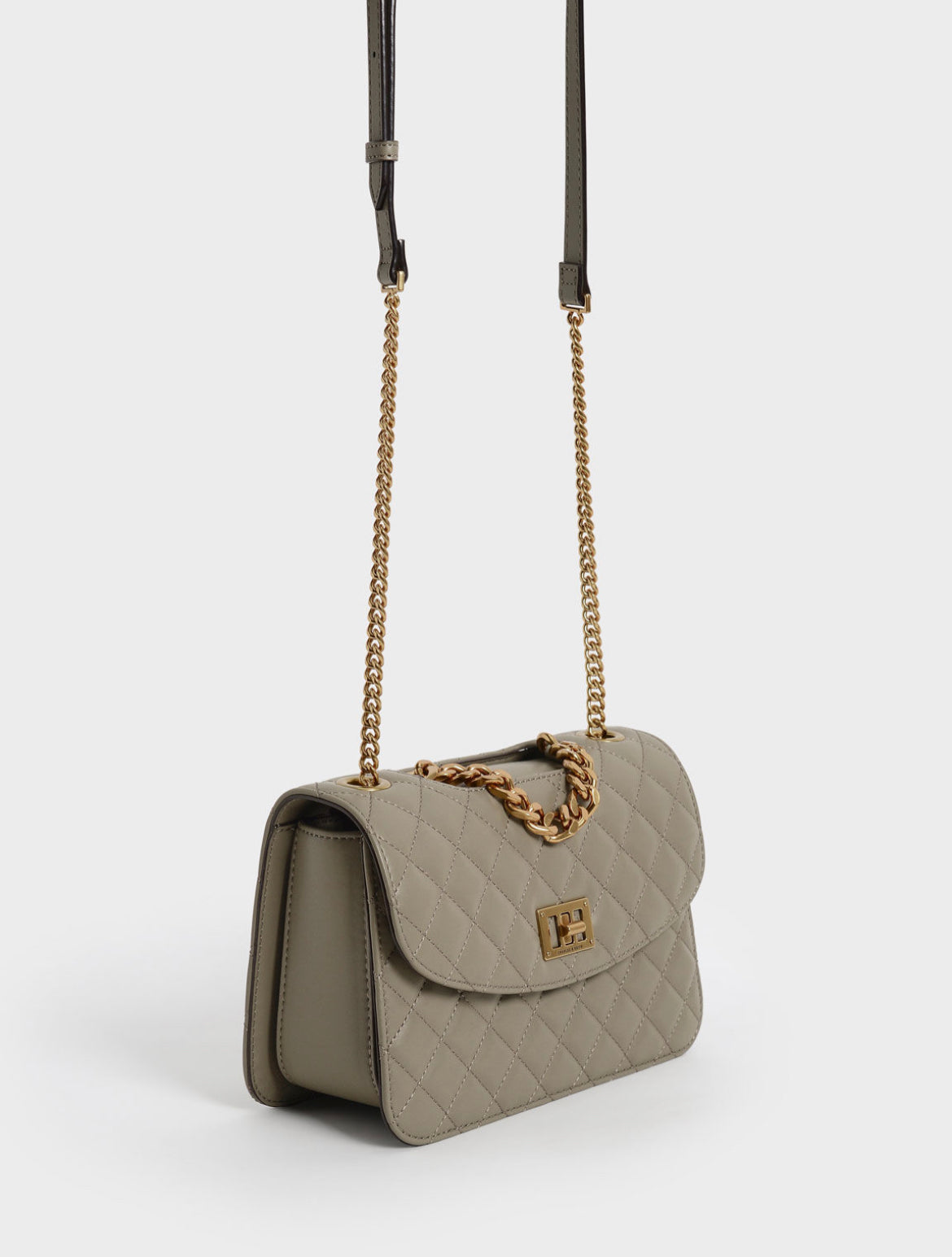 Quilted Chain Bag - Taupe