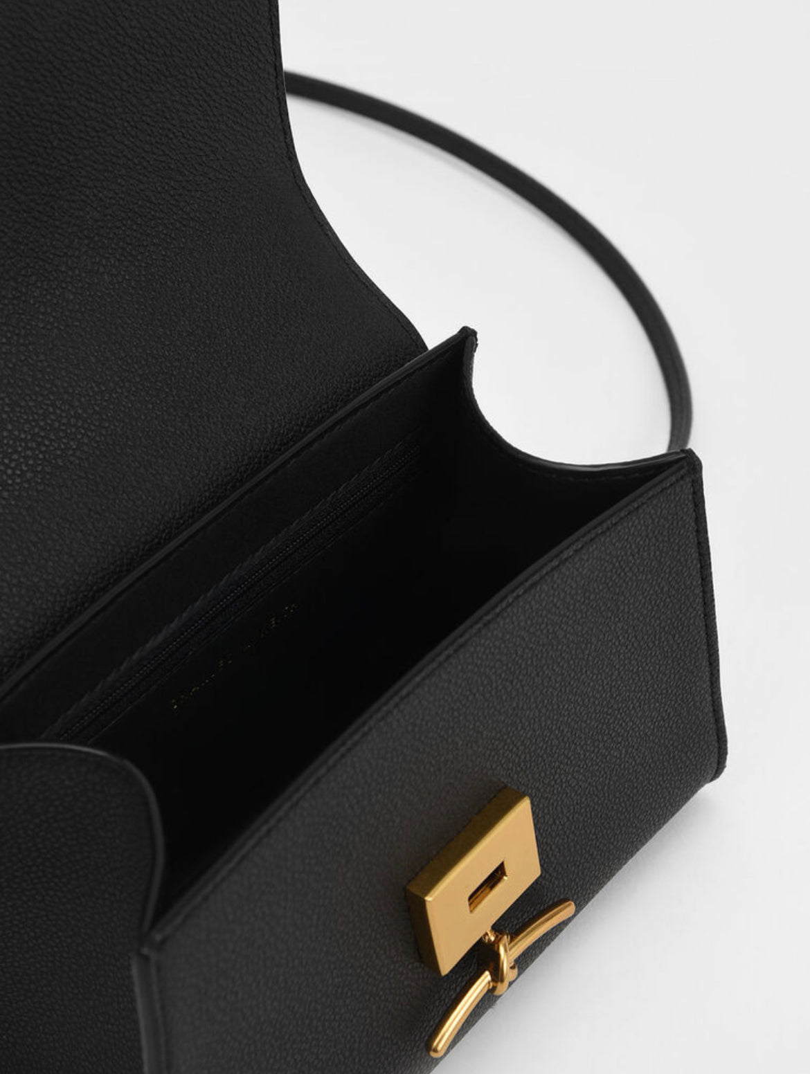 Huxley Metallic Push-Lock Top Handle Bag - Black
