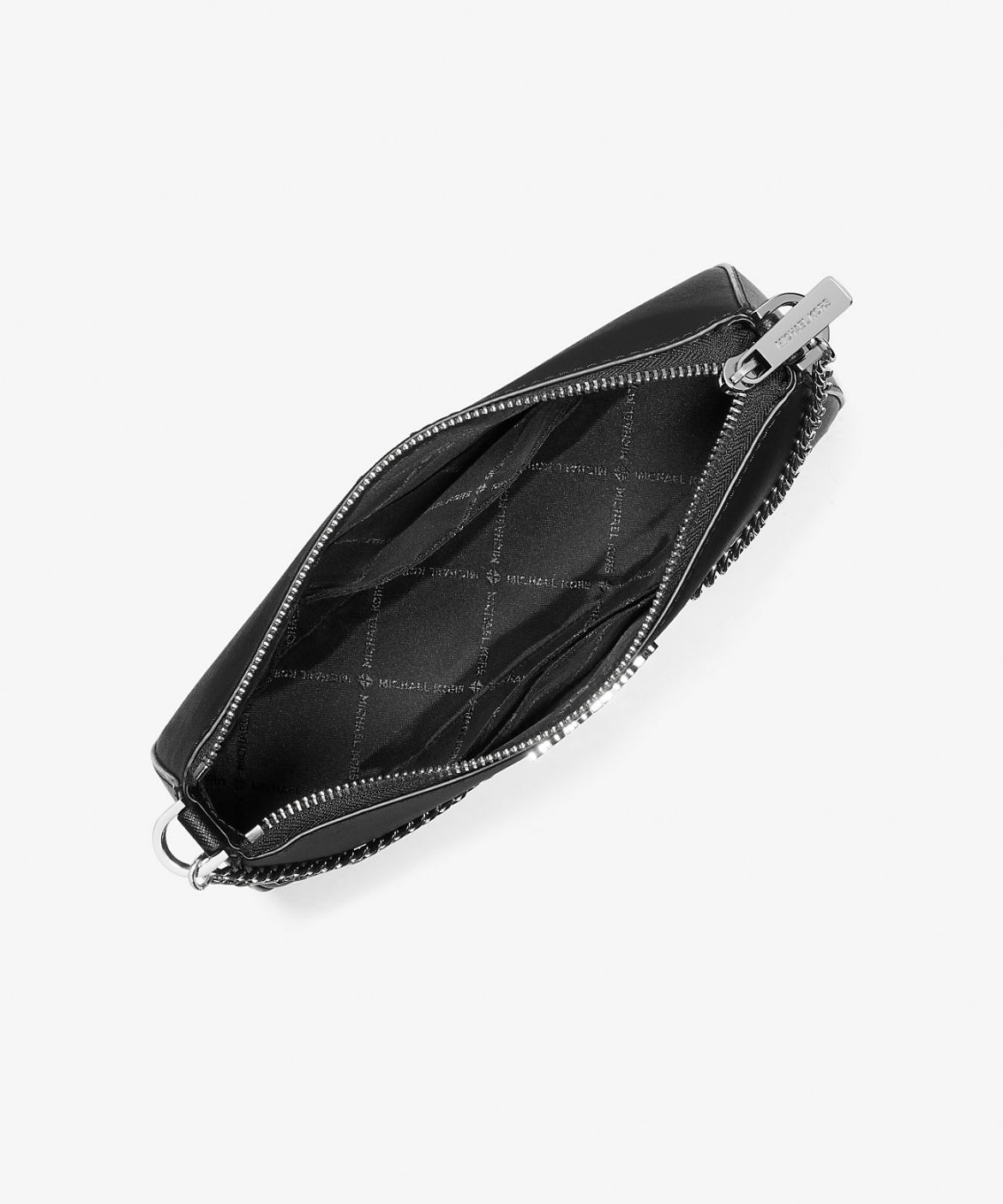 Jet Set Medium Saffiano Leather Crossbody Bag- BLACK/SILVER