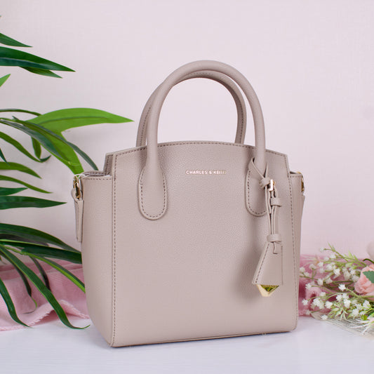 Harper Structured Top Handle Bag - Taupe