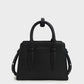Double Top Handle Structured Bag - Black
