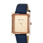 Leather Strap Watch- Navy/Rose Gold